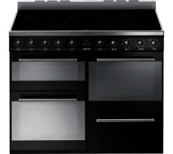 SMEG  Symphony SYD4110IBL 110 cm Electric Induction Range Cooker - Black & Stainless Steel